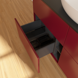 Тумба под раковину Villeroy & Boch Finion 120х50,1 см МДФ пион матовый лак/стекло черное матовое FA3200HB