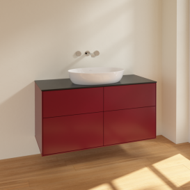 Тумба под раковину Villeroy & Boch Finion 120х50,1 см МДФ пион матовый лак/стекло черное матовое FA3200HB