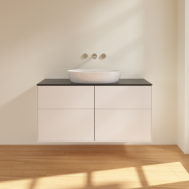 Тумба под раковину Villeroy & Boch Finion 120х50,1 см МДФ белый матовый лак/стекло черное матовое FA3200MT