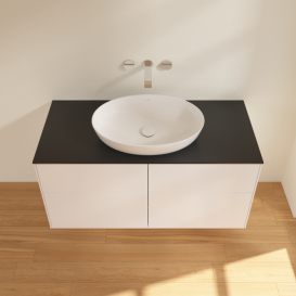 Тумба под раковину Villeroy & Boch Finion 120х50,1 см МДФ белый матовый лак/стекло черное матовое FA3200MT