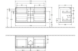 Тумба под раковину Villeroy & Boch Finion 120х50,1 см МДФ белый матовый лак/стекло черное матовое FA3200MT