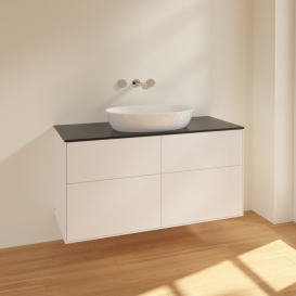 Тумба под раковину Villeroy & Boch Finion 120х50,1 см МДФ белый матовый лак/стекло черное матовое FA3200MT