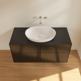 Тумба под раковину Villeroy & Boch Finion 120х50,1 см МДФ черный матовый лак/стекло черное матовое FA3200PD