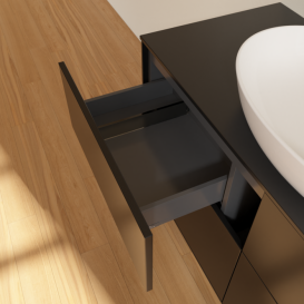 Тумба под раковину Villeroy & Boch Finion 120х50,1 см МДФ черный матовый лак/стекло черное матовое FA3200PD