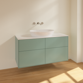 Тумба под раковину Villeroy & Boch Finion 120х50,1 см МДФ оливковый матовый лак/стекло белое матовое FA3100GM