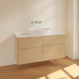 Тумба под раковину Villeroy & Boch Finion 120х50,1 см МДФ шпон дуба/стекло белое матовое FA3100PC