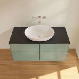 Тумба под раковину Villeroy & Boch Finion 120х50,1 см МДФ оливковый матовый лак/стекло черное матовое FA3200GM