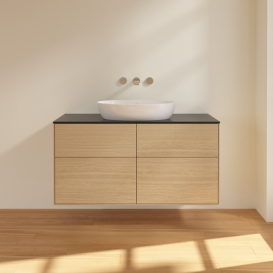 Тумба под раковину Villeroy & Boch Finion 120х50,1 см МДФ шпон дуба/стекло черное матовое FA3200PC