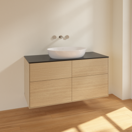 Тумба под раковину Villeroy & Boch Finion 120х50,1 см МДФ шпон дуба/стекло черное матовое FA3200PC