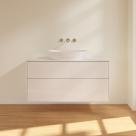 Тумба под раковину Villeroy & Boch Finion 120х50,1 см с подсветкой МДФ глянцевый белый лак/стекло белое матовое GA3100GF