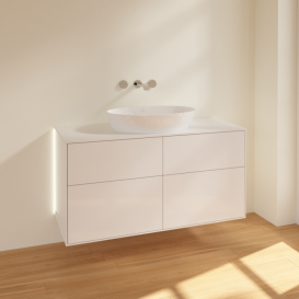 Тумба под раковину Villeroy & Boch Finion 120х50,1 см с подсветкой МДФ глянцевый белый лак/стекло белое матовое GA3100GF