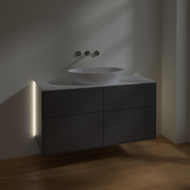 Тумба под раковину Villeroy & Boch Finion 120х50,1 см с подсветкой МДФ антрацит матовый лак/стекло белое матовое GA3100GK