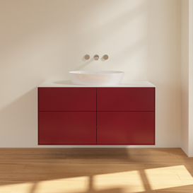 Тумба под раковину Villeroy & Boch Finion 120х50,1 см с подсветкой МДФ пион матовый лак/стекло белое матовое GA3100HB