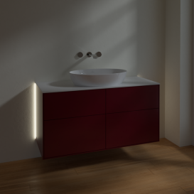 Тумба под раковину Villeroy & Boch Finion 120х50,1 см с подсветкой МДФ пион матовый лак/стекло белое матовое GA3100HB