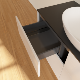 Тумба под раковину Villeroy & Boch Finion 120х50,1 см с подсветкой МДФ глянцевый белый лак/стекло черное матовое GA3200GF