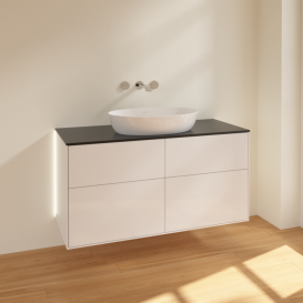 Тумба под раковину Villeroy & Boch Finion 120х50,1 см с подсветкой МДФ глянцевый белый лак/стекло черное матовое GA3200GF