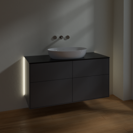 Тумба под раковину Villeroy & Boch Finion 120х50,1 см с подсветкой МДФ антрацит матовый лак/стекло черное матовое GA3200GK