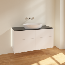 Тумба під раковину Villeroy & Boch Finion 120х50,1 см із підсвічуванням МДФ білий матовий лак/скло чорне матове GA3200MT