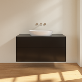 Тумба под раковину Villeroy & Boch Finion 120х50,1 см с подсветкой МДФ черный матовый лак/стекло черное матовое GA3200PD