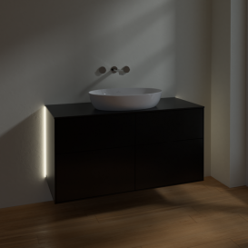 Тумба под раковину Villeroy & Boch Finion 120х50,1 см с подсветкой МДФ черный матовый лак/стекло черное матовое GA3200PD
