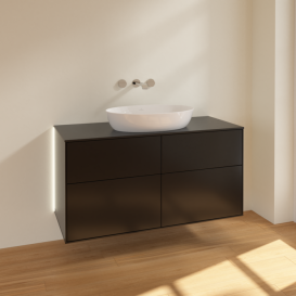 Тумба под раковину Villeroy & Boch Finion 120х50,1 см с подсветкой МДФ черный матовый лак/стекло черное матовое GA3200PD