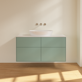 Тумба под раковину Villeroy & Boch Finion 120х50,1 см с подсветкой МДФ оливковый матовый лак/стекло белое матовое GA3100GM