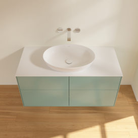 Тумба под раковину Villeroy & Boch Finion 120х50,1 см с подсветкой МДФ оливковый матовый лак/стекло белое матовое GA3100GM