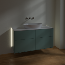 Тумба под раковину Villeroy & Boch Finion 120х50,1 см с подсветкой МДФ оливковый матовый лак/стекло белое матовое GA3100GM