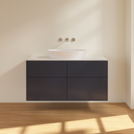 Тумба под раковину Villeroy & Boch Finion 120х50,1 см с подсветкой МДФ темно-синий матовый лак/стекло белое матовое GA3100HG