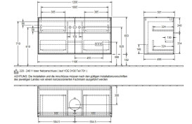 Тумба под раковину Villeroy & Boch Finion 120х50,1 см с подсветкой МДФ темно-синий матовый лак/стекло белое матовое GA3100HG