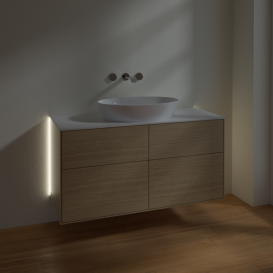 Тумба под раковину Villeroy & Boch Finion 120х50,1 см с подсветкой МДФ шпон дуба/стекло белое матовое GA3100PC