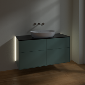 Тумба под раковину Villeroy & Boch Finion 120х50,1 см с подсветкой МДФ оливковый матовый лак/стекло черное матовое GA3200GM