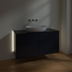 Тумба под раковину Villeroy & Boch Finion 120х50,1 см с подсветкой МДФ темно-синий матовый лак/стекло черное матовое GA3200HG