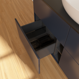 Тумба под раковину Villeroy & Boch Finion 120х50,1 см с подсветкой МДФ темно-синий матовый лак/стекло черное матовое GA3200HG