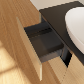 Тумба под раковину Villeroy & Boch Finion 120х50,1 см с подсветкой МДФ шпон дуба/стекло черное матовое GA3200PC