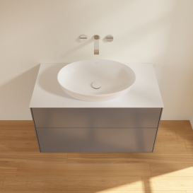 Тумба под раковину Villeroy & Boch Finion 100х50,1 см МДФ антрацит матовый лак/стекло белое матовое FA0100GK