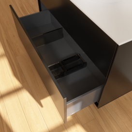 Тумба под раковину Villeroy & Boch Finion 100х50,1 см МДФ черный матовый лак/стекло белое матовое FA0100PD