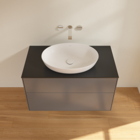 Тумба под раковину Villeroy & Boch Finion 100х50,1 см МДФ антрацит матовый лак/стекло черное матовое FA0200GK