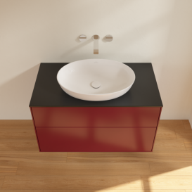 Тумба под раковину Villeroy & Boch Finion 100х50,1 см МДФ пион матовый лак/стекло черное матовое FA0200HB