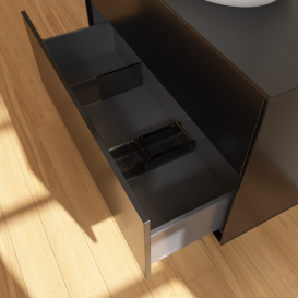 Тумба під раковину Villeroy & Boch Finion 100х50,1 см МДФ чорний матовий лак/скло чорне матове FA0200PD