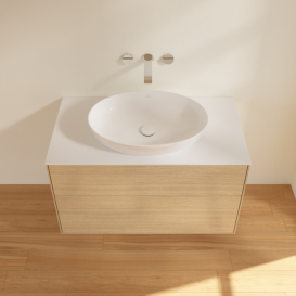 Тумба под раковину Villeroy & Boch Finion 100х50,1 см МДФ шпон дуба/стекло белое матовое FA0100PC