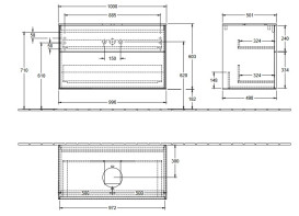 Тумба под раковину Villeroy & Boch Finion 100х50,1 см МДФ шпон дуба/стекло белое матовое FA0100PC