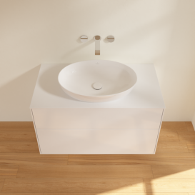 Тумба под раковину Villeroy & Boch Finion 100х50,1 см с подсветкой МДФ глянцевый белый лак/стекло белое матовое GA0100GF