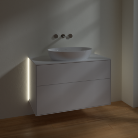 Тумба под раковину Villeroy & Boch Finion 100х50,1 см с подсветкой МДФ глянцевый белый лак/стекло белое матовое GA0100GF