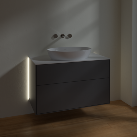 Тумба под раковину Villeroy & Boch Finion 100х50,1 см с подсветкой МДФ антрацит матовый лак/стекло белое матовое GA0100GK