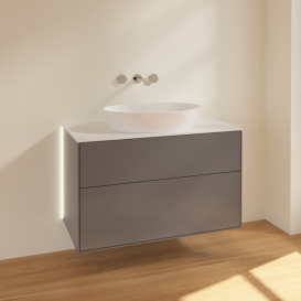 Тумба под раковину Villeroy & Boch Finion 100х50,1 см с подсветкой МДФ антрацит матовый лак/стекло белое матовое GA0100GK