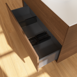 Тумба под раковину Villeroy & Boch Finion 100х50,1 см с подсветкой МДФ шпон грецкого ореха/стекло белое матовое GA0100GN