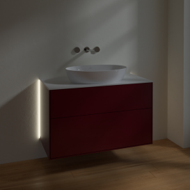 Тумба под раковину Villeroy & Boch Finion 100х50,1 см с подсветкой МДФ пион матовый лак/стекло белое матовое GA0100HB