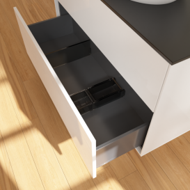 Тумба под раковину Villeroy & Boch Finion 100х50,1 см с подсветкой МДФ глянцевый белый лак/стекло черное матовое GA0200GF