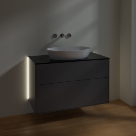 Тумба под раковину Villeroy & Boch Finion 100х50,1 см с подсветкой МДФ антрацит матовый лак/стекло черное матовое GA0200GK